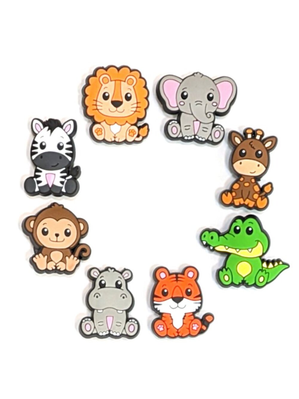 EXOTIC ANIMAL SHOE CHARM COLLECTION (Pack of 8) Fits Both Shoelaces and Clogs